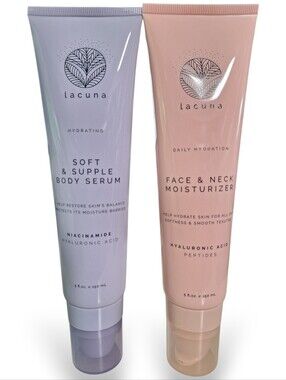 Lacuna Face & Neck Moisturizer Pink Tube & Body Serum Purple Tube